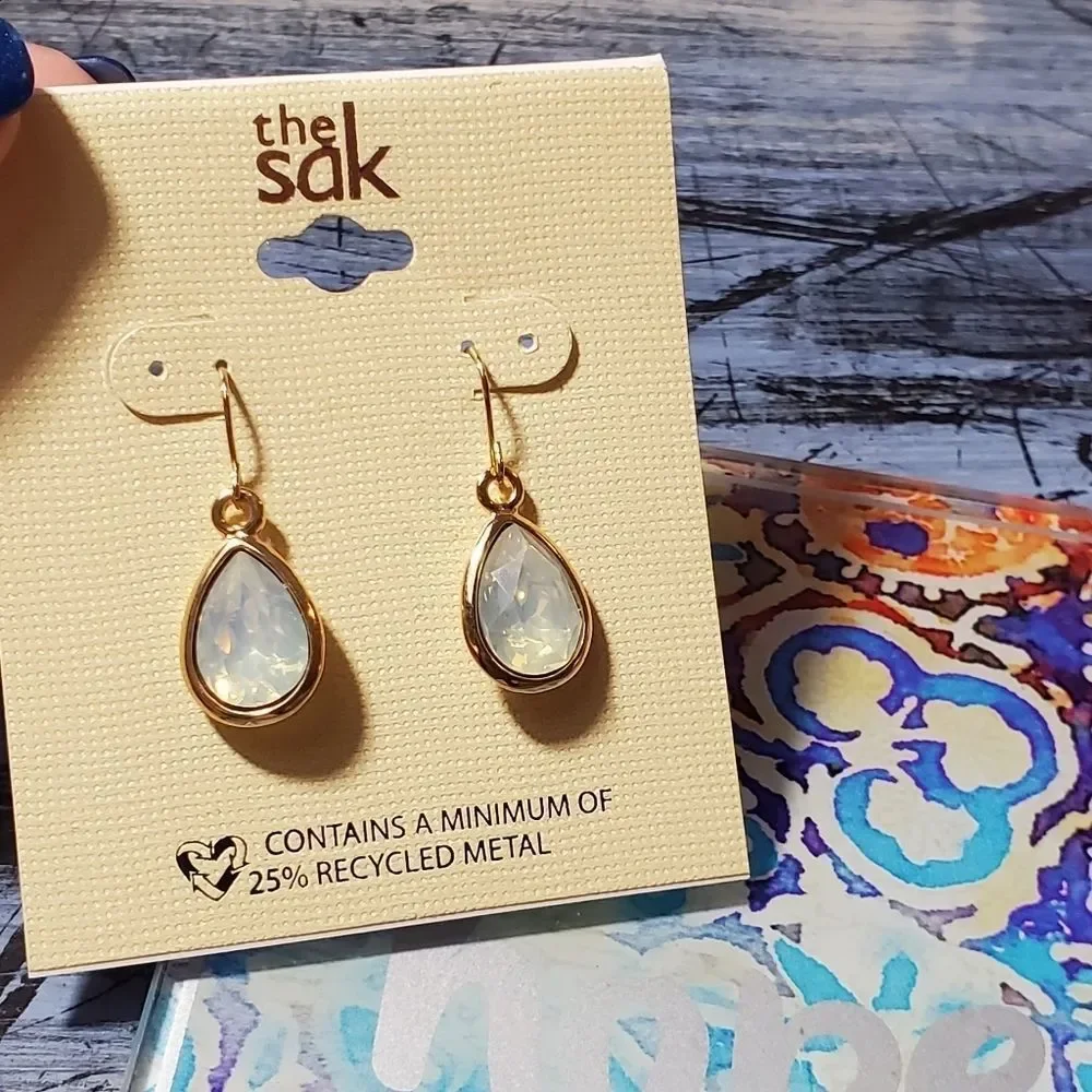 The Sak jeweled Opal Iridescent teardrop‎ earrings